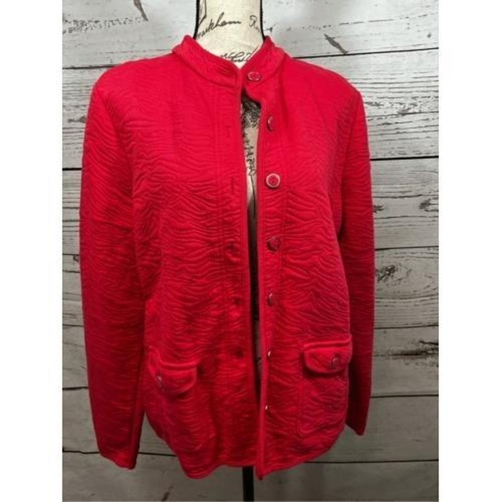 Isaac Mizrahi LIVE!‎ pink Textured Button Front Jacket, Ladies Size L